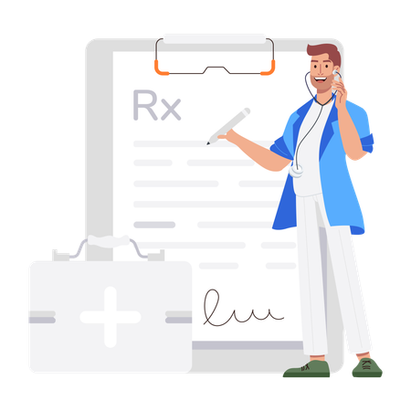 Doctor writing Prescription  Illustration