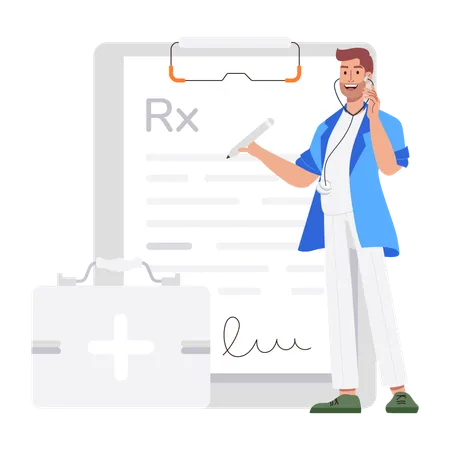 Doctor writing Prescription  Illustration