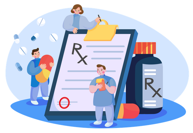 Doctor writing prescription  Illustration