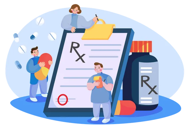 Doctor writing prescription  Illustration