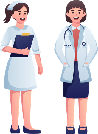 Doctor y enfermera  Ilustración