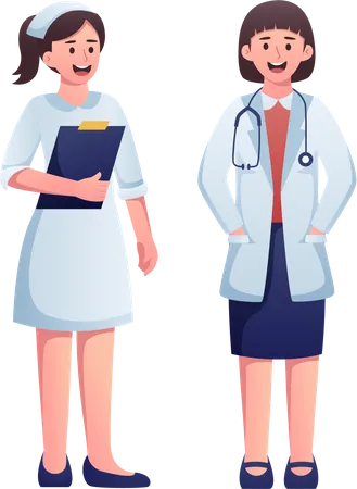 Doctor y enfermera  Ilustración