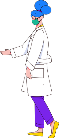 Doctora con máscara médica  Ilustración