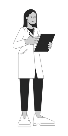 Doctora con portapapeles  Ilustración