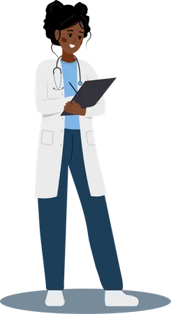 Doctora escribiendo receta médica  Ilustración