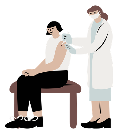 Doctora inyectando vacuna contra el cáncer  Ilustración