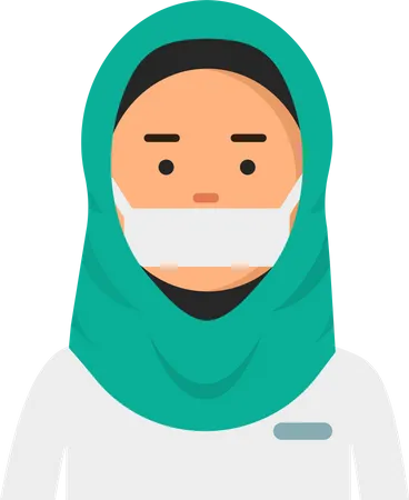 Doctora musulmana con mascarilla  Ilustración