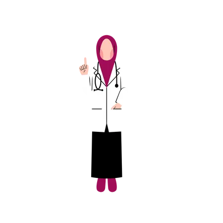 Doctora musulmana levantando el dedo  Ilustración