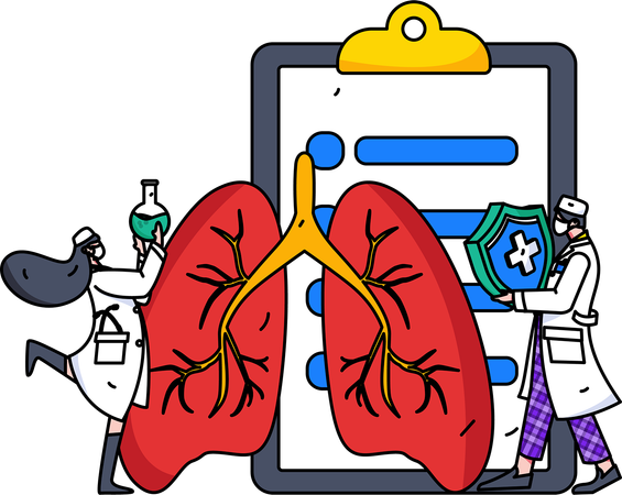 Doctora comprobando informe pulmonar  Ilustración