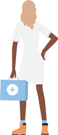 Doctora sosteniendo botiquín de primeros auxilios  Ilustración