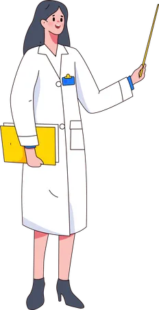 Doctora sosteniendo un informe y explicando algo  Ilustración