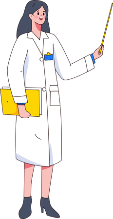 Doctora sosteniendo un informe y explicando algo  Ilustración