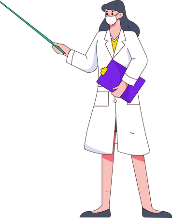 Doctora sosteniendo un informe y explicando algo  Ilustración