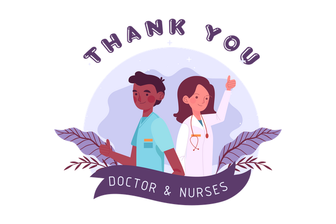 Doctora y enfermero  Ilustración