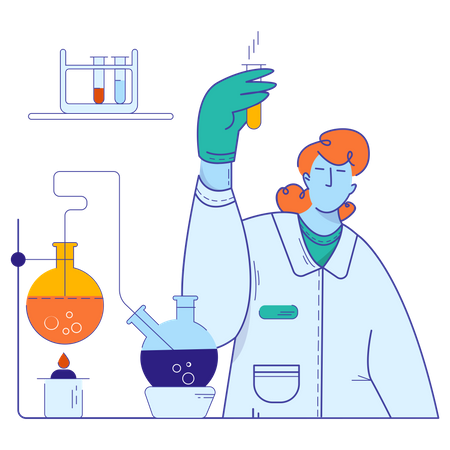 Médicos haciendo investigaciones en el laboratorio.  Ilustración