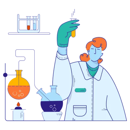 Médicos haciendo investigaciones en el laboratorio.  Ilustración