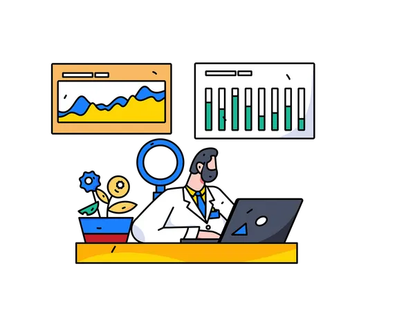 Doctors analyzing report of patient  Illustration