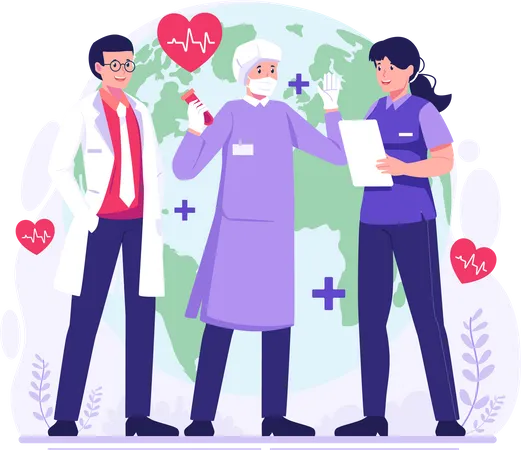 Doctors and medical workers are celebrating Health Day  Illustration