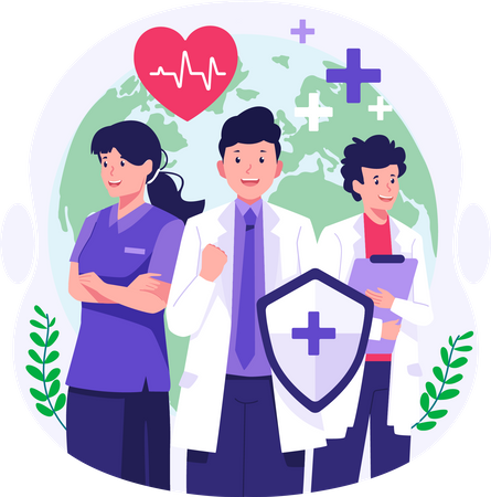 Doctors and medical workers are celebrating Health Day  Illustration