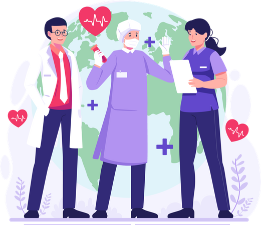 Doctors and medical workers are celebrating Health Day  Illustration