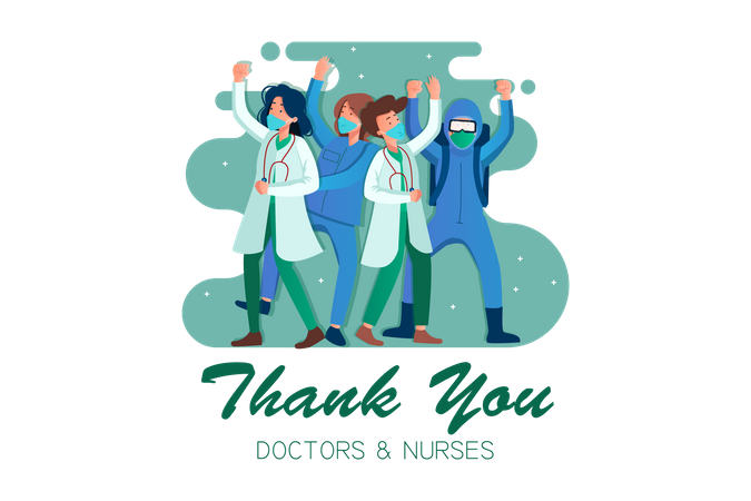 Doctors and nurses celebrating  Illustration