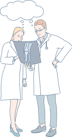 Doctor's are discussing patient's health report  Illustration