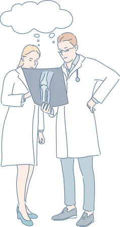 Doctor's are discussing patient's health report  Illustration