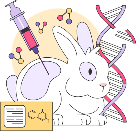 Doctors are experimenting on rabbit  Illustration