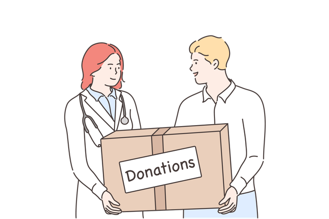 Doctors are giving donations  Illustration