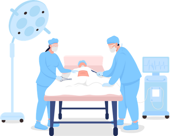 Doctors at surgical procedure Illustration
