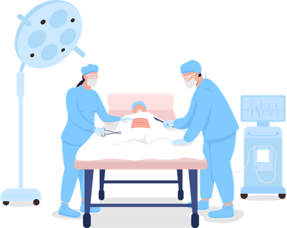 Doctors at surgical procedure  Illustration