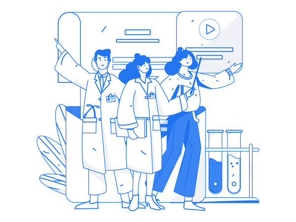 Doctors attend online conference  Illustration