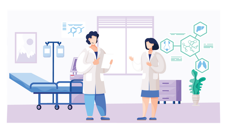 Doctors communicating at the hospital  Illustration