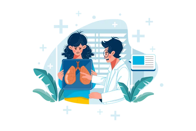 Doctors diagnosis lungs report  Illustration