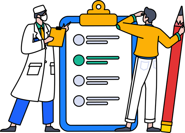 Doctors discuss medical report of patients  Illustration