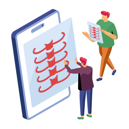 Doctors discussing lung report  Illustration