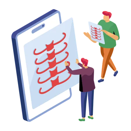 Doctors discussing lung report  Illustration