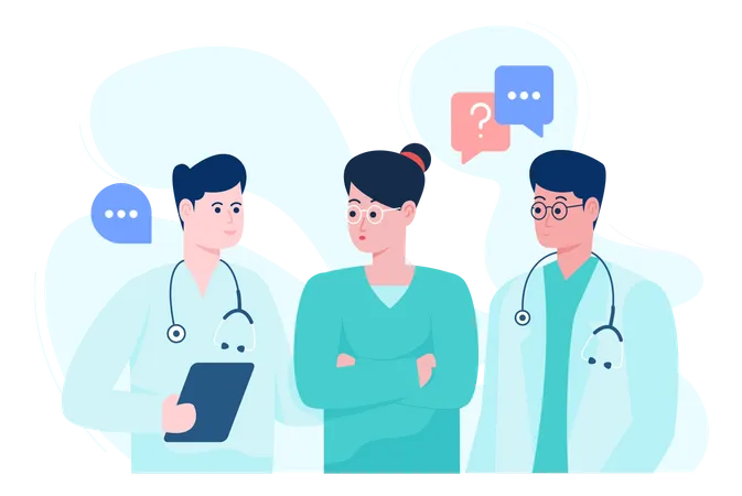 A Flat Illustration Design Of Doctors Discussion Health Team Illustration