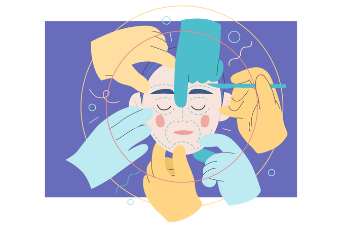 Doctors doing aesthetic surgery  Illustration