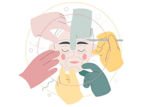 Doctors doing aesthetic surgery  Illustration