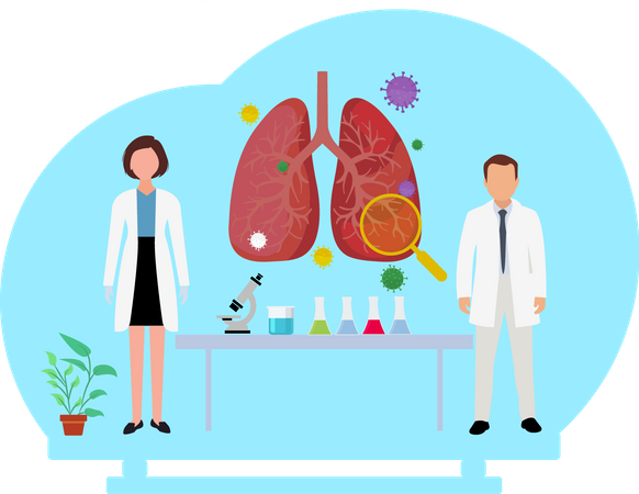 Doctors doing an internal organ lungs inspection Illustration