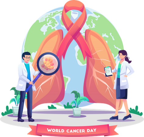 Doctors doing an internal organ lungs inspection for illness  Illustration