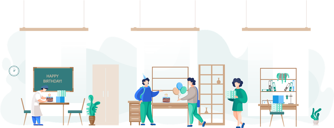 Doctors doing Birthday celebration in hospital  Illustration