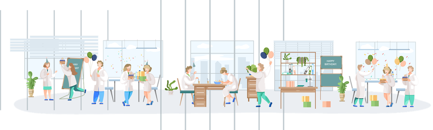 Doctors doing Birthday party celebration in hospital  Illustration
