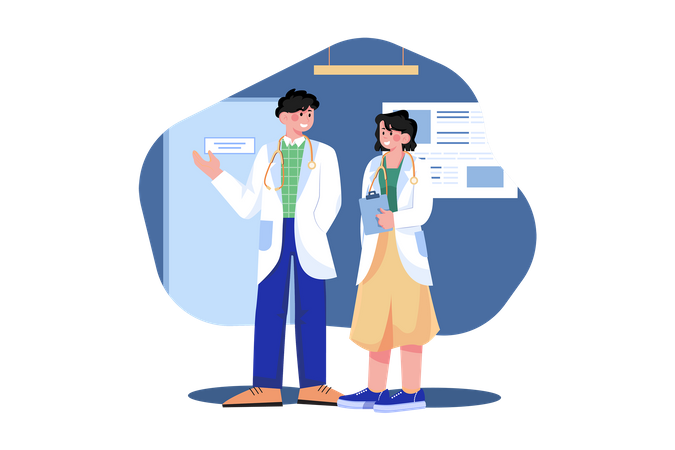 Doctors doing discussion  イラスト