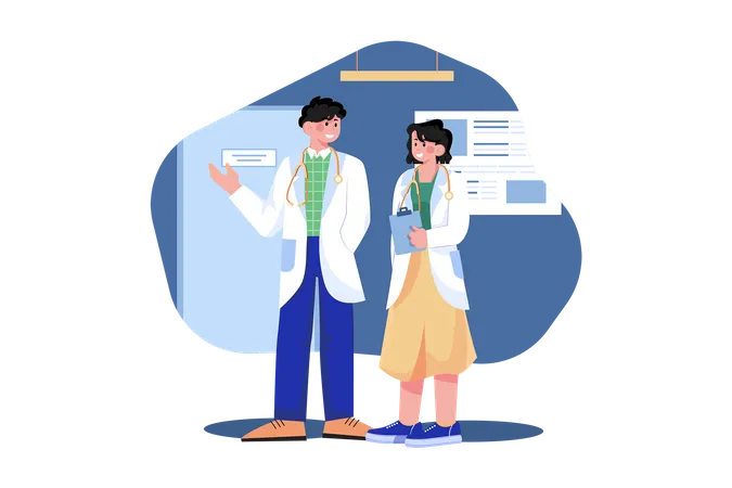 Doctors doing discussion  イラスト