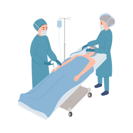 Doctors doing general anesthesia surgical anesthesia  Illustration