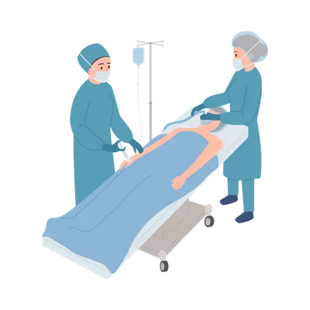 Doctors doing general anesthesia surgical anesthesia  Illustration