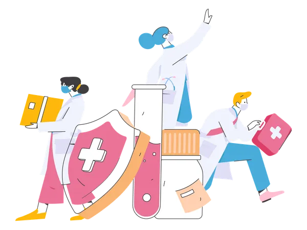 Doctors doing medical research  Illustration