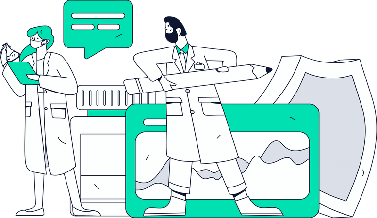 Doctors Doing Medical Research  Illustration